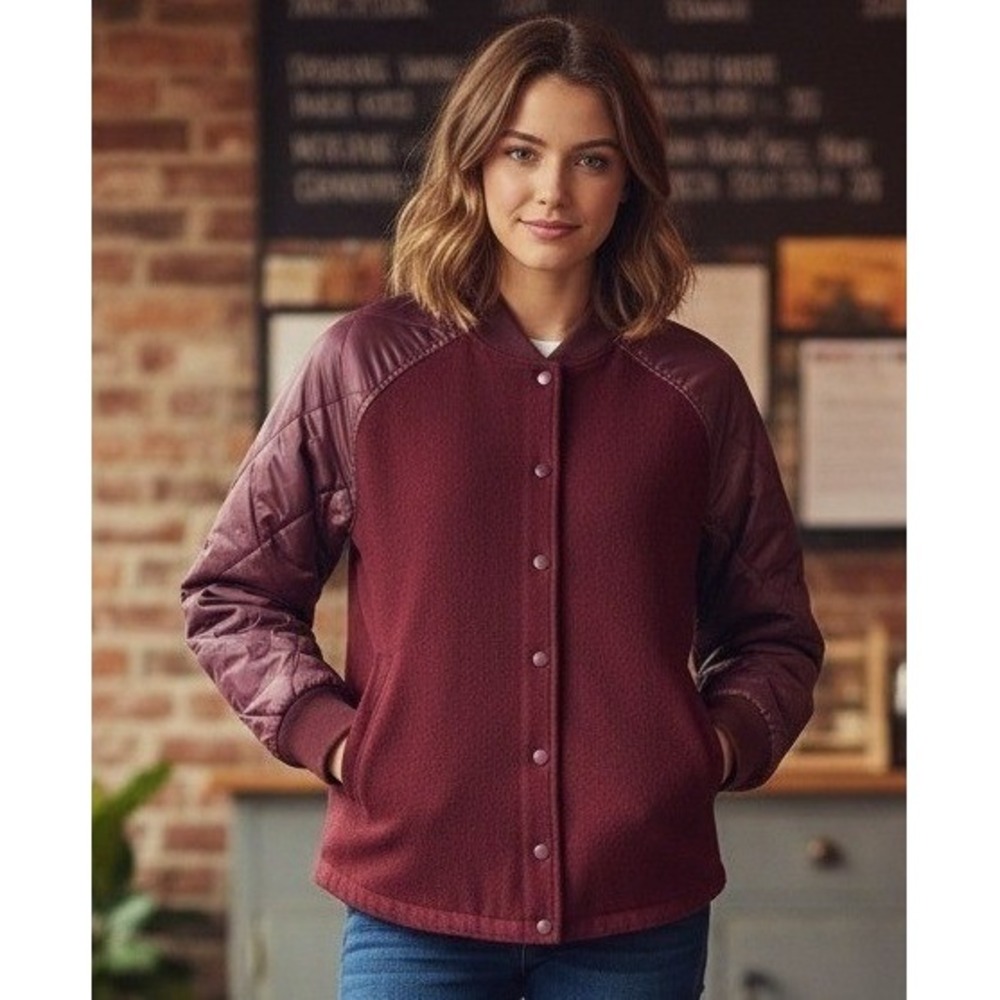 Burton Dryride Quilted Sleeve Insulated Down Jacket Women's M Maroon Outdoor
